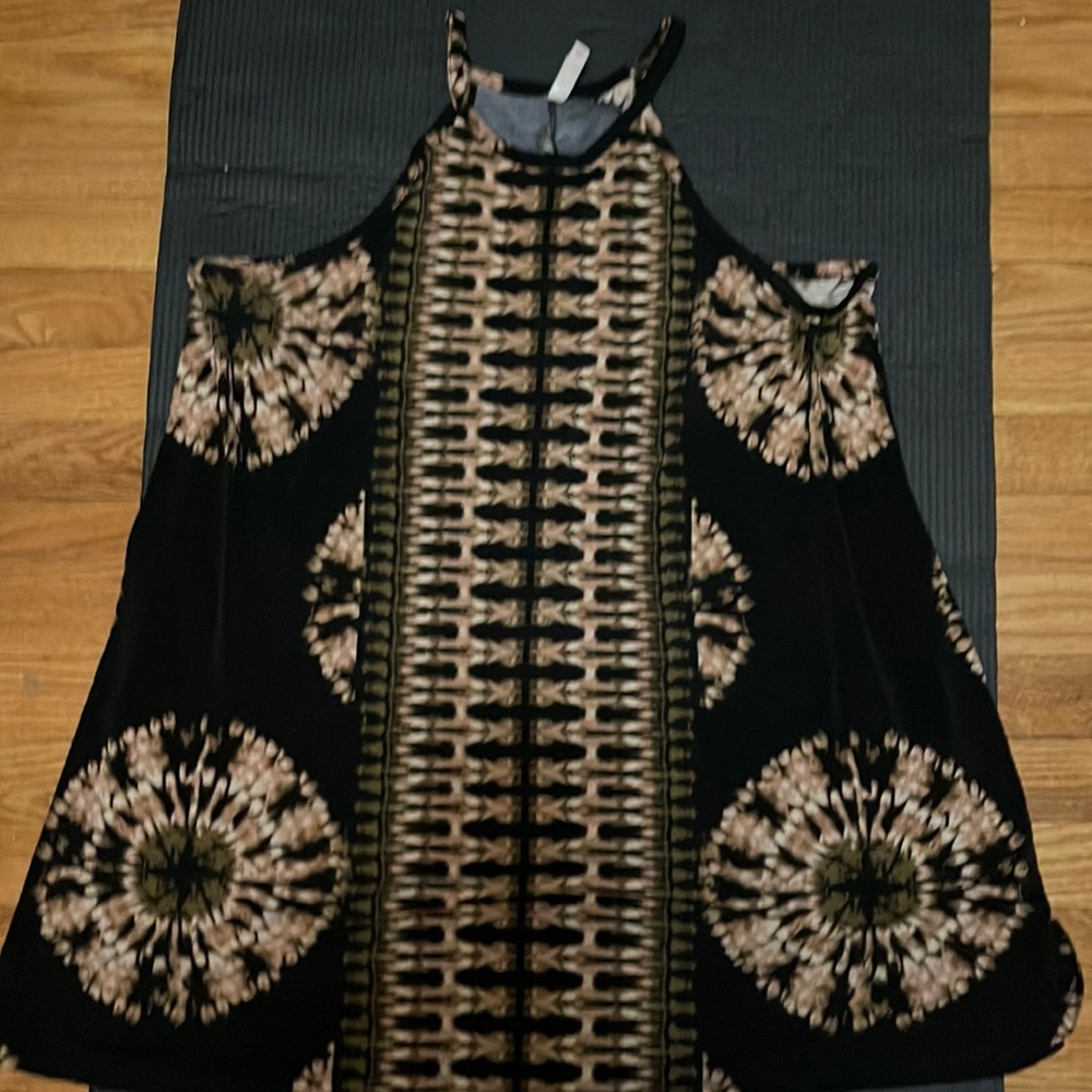Printed dress but it could easily be a tunic as it is short.